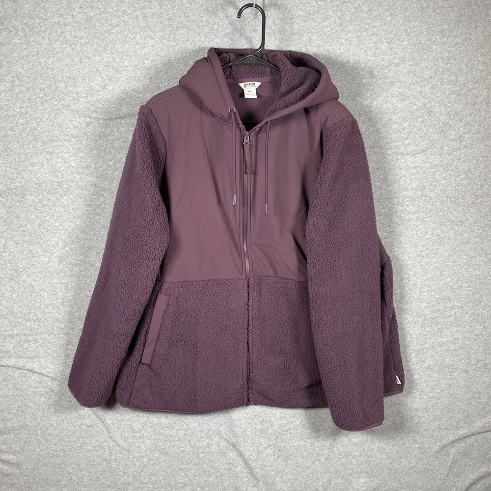 Duluth Trading Sherpa Fleece Jacket Womens 2X Purple Hybrid Hooded Full Zip Coat
